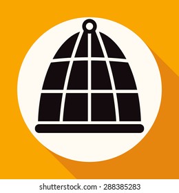 bird cage icon on white circle with a long shadow