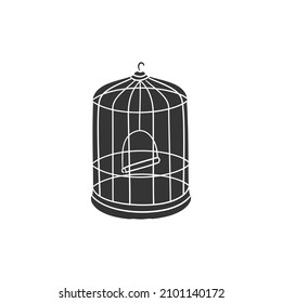 Bird Cage Icon Silhouette Illustration. Prison Pet Vector Graphic Pictogram Symbol Clip Art. Doodle Sketch Black Sign.