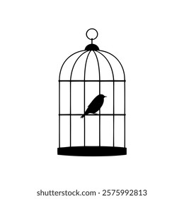 Bird in cage icon silhouette vector illustration design on white background.