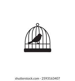 The bird in the cage icon silhouette vector image