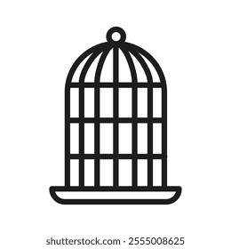 Bird cage icon Simple thin line flat symbol