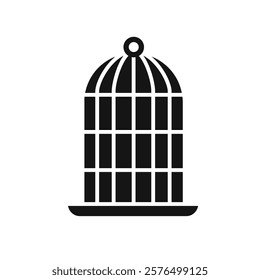 Bird cage icon Simple thin line flat symbol