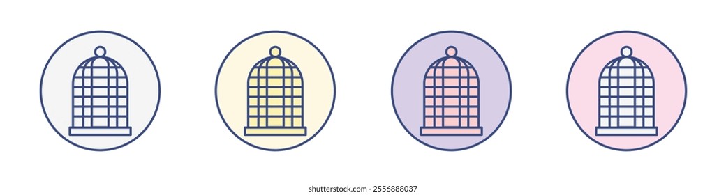 Bird cage icon Thin line flat illustration