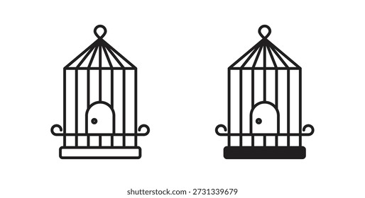 Iconos de jaula de pájaro. Iconos de contorno Vector colección. ilustraciones planas