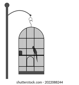 bird in the cage isolated on white background. illustration vector