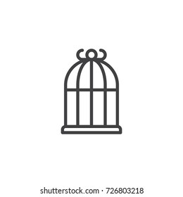 Bird cage line icon, outline vector sign, linear style pictogram isolated on white. Symbol, logo illustration. Editable stroke