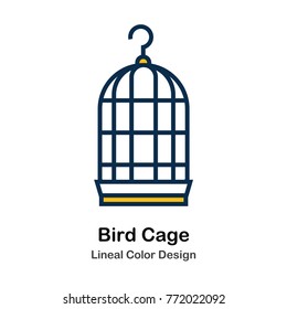 Bird Cage Lineal Color Vector Illustration