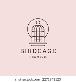 Bird cage logo design template with line art.