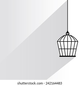bird cage on white background, flat and shadow theme