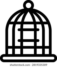 Bird Cage Outline Icon, Pet Aviary Housing Enclosure Animal