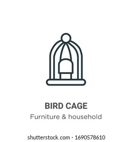 Bird cage outline vector icon. Thin line black bird cage icon, flat vector simple element illustration from editable furniture & household concept isolated stroke on white background