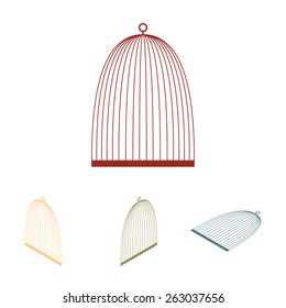 Bird cage  set. Isometric effect