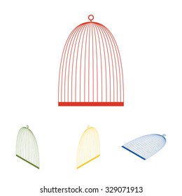 Bird cage  set. Isometric effect