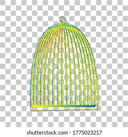 Bird cage sign. Blue to green gradient Icon with Four Roughen Contours on stylish transparent Background. Illustration.