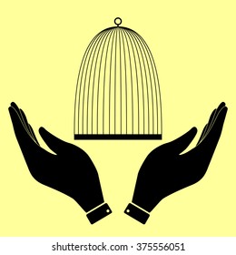 Bird cage sign. Flat style icon vector illustration.