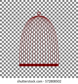 Bird cage sign. Maroon icon on transparent background.