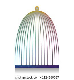 Bird cage sign. Vector. Colorful icon with bright texture of mosaic with soft shadow on white background. Isolated.