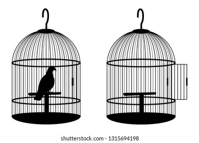 Bird cage silhouette vector