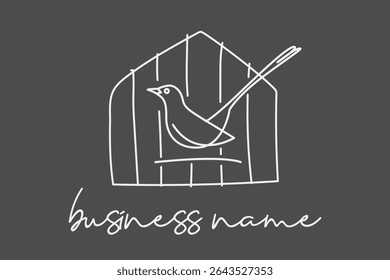 Bird in the cage simple illustration. Modern and professional identity for any businesses. Bird Logo Template