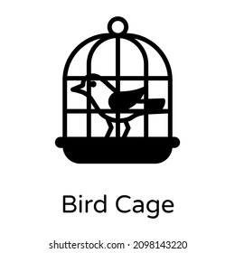 Bird cage solid style icon, editable vector

