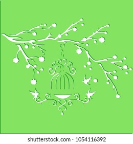 Bird cage stencil art