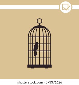 The Bird In The Cage Vector Icon.