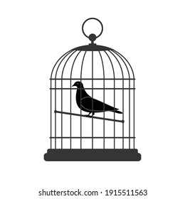 Bird in cage, vector illustration