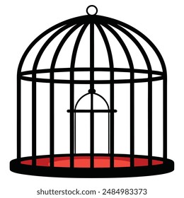 Bird cage vector illustration editable project. 