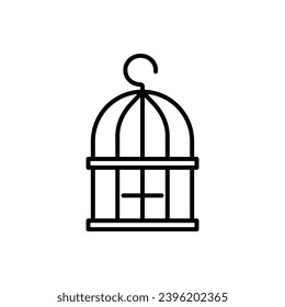 Bird cage vector illustration set in black and white color.