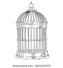 gaiola pássaro vetor esboço linha arte mão desenhado ilustração 