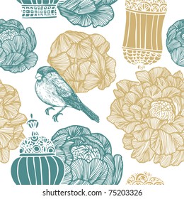 bird and cages. pattern design