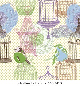 bird and cages. pattern design