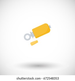 Bird call whistle flat vector icon, flat design of birds watching, hobby and hunting object with round shadow isolated on the white background, vector illustration