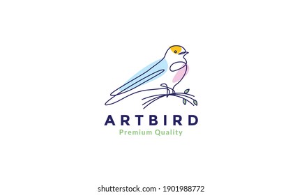 bird canary line colorful abstract logo symbol icon vector graphic design 