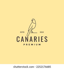 bird canary long tails lines art hipster logo design vector icon illustration template