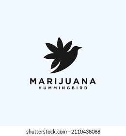logo de un pájaro cannabis. logotipo de colibrí