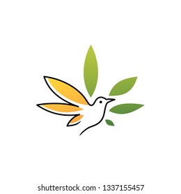bird cannabis logo vector icon