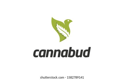 Bird And Cannabis Vector Royalty Logo Design Inspirations