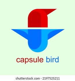 bird capsule logo. Capsule pills for health and medical logos.