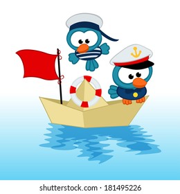 bird captain  and sailor - vector illustration