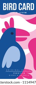 Bird card, birds and animals poster original design, can be used for banner, greeting card, baby shower, birthday party, invitation vector Illustration