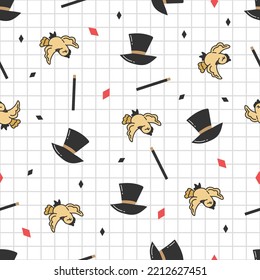 Bird card magic circus show doodle pattern