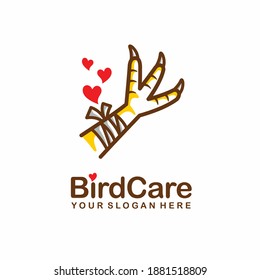 Bird care logo with bird feet concept