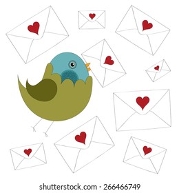 Bird carrying a love letter vector illustration 