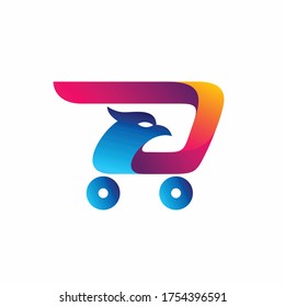 logotipo del carrito de aves, vector del carro de aves