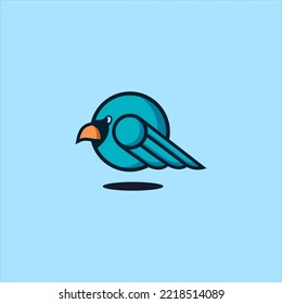 bird cartoon flat logo design