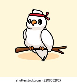 Bird Cartoon Mascot Vector Design Flat Cute Smile Expression Tree