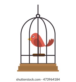 bird cartoon parrot animal cage element pet mascot vector illustration