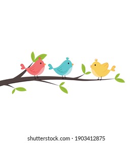 Bird cartoon vector. A bird perched on a branch.