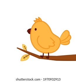 Bird cartoon vector. A bird perched on a branch.